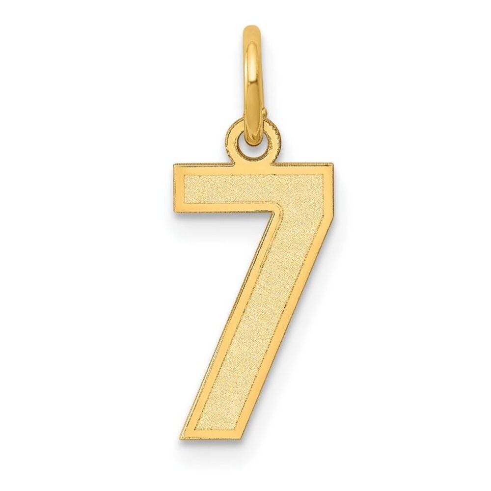 14k Yellow Gold, Jersey Collection, Small Number 7 Pendant